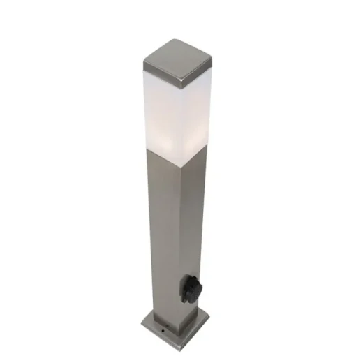 QAZQA Buitenlamp staal 80 cm met stopcontact IP44 - Malios