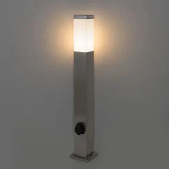 QAZQA Buitenlamp staal 80 cm met stopcontact IP44 - Malios