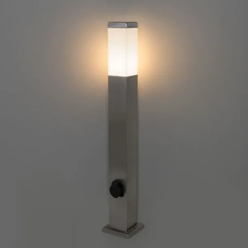 QAZQA Buitenlamp staal 80 cm met stopcontact IP44 - Malios