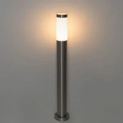 QAZQA Buitenlamp staal met opaal glas met grondpin en kabelmof 80cm IP44 - Rox