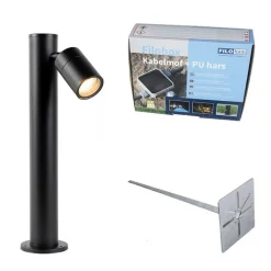 QAZQA Buitenlamp zwart met grondpin en kabelmof 50cm IP44 - Solo
