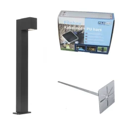 QAZQA Buitenlamp zwart met grondpin en kabelmof 65cm IP44 - Baleno