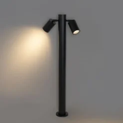 QAZQA Buitenlamp zwart met grondpin en kabelmof 80cm 2-lichts IP44 - Duo