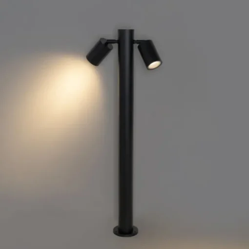 QAZQA Buitenlamp zwart met grondpin en kabelmof 80cm 2-lichts IP44 - Duo