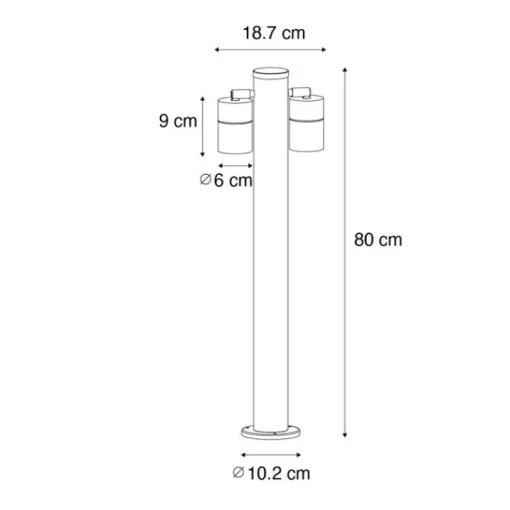 QAZQA Buitenlamp zwart met grondpin en kabelmof 80cm 2-lichts IP44 - Duo