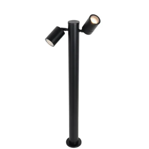 QAZQA Buitenlamp zwart met grondpin en kabelmof 80cm 2-lichts IP44 - Duo