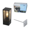 QAZQA Buitenlamp zwart met smoke glas met grondpin en kabelmof 40cm IP44 - Charlois