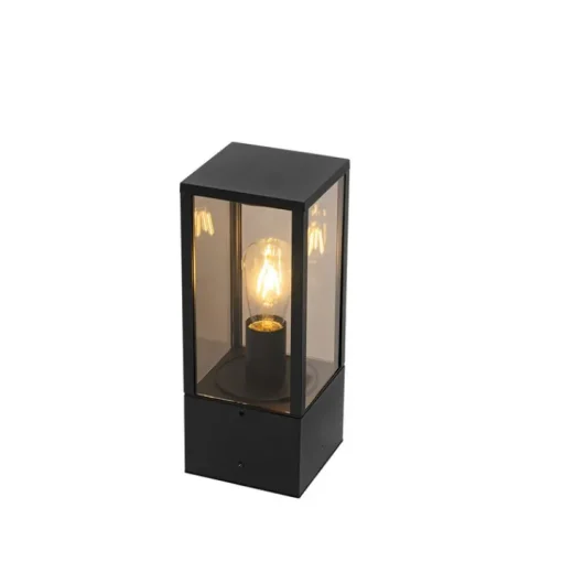 QAZQA Buitenlamp zwart met smoke glas met grondpin en kabelmof 40cm IP44 - Charlois