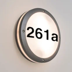 QAZQA Buitenwandlamp antraciet met huisnummer IP54 - Glow