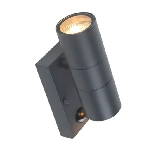 QAZQA Buitenwandlamp antraciet 2-lichts IP44 met bewegingssensor - Duo