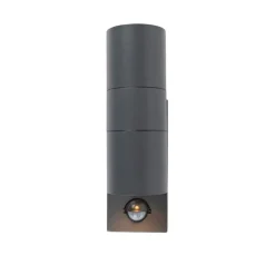 QAZQA Buitenwandlamp antraciet 2-lichts IP44 met bewegingssensor - Duo