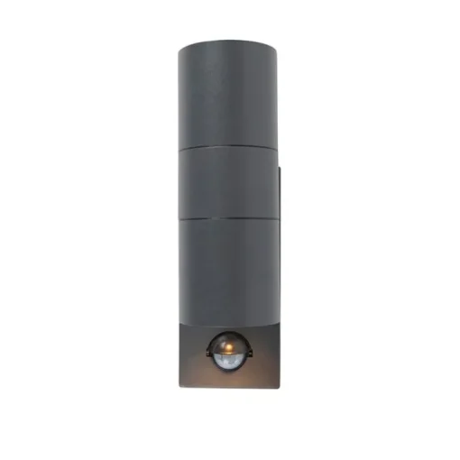 QAZQA Buitenwandlamp antraciet 2-lichts IP44 met bewegingssensor - Duo