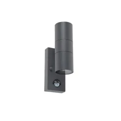 QAZQA Buitenwandlamp antraciet 2-lichts IP44 met bewegingssensor - Duo