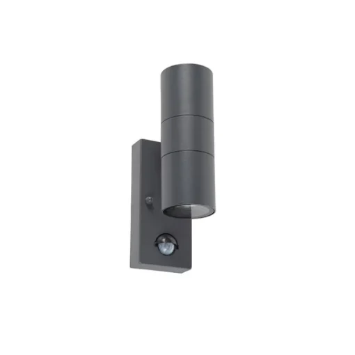 QAZQA Buitenwandlamp antraciet 2-lichts IP44 met bewegingssensor - Duo