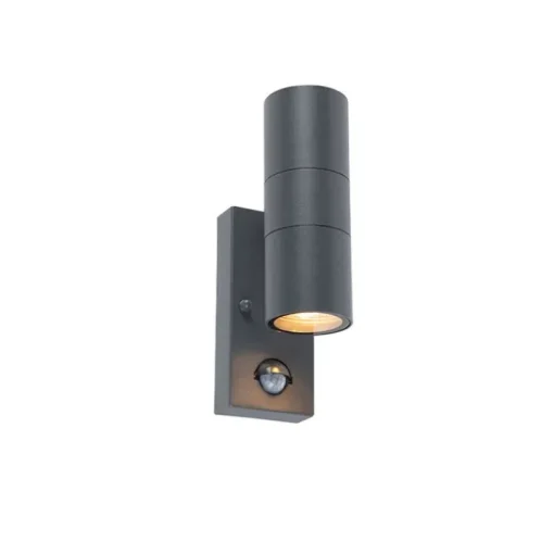 QAZQA Buitenwandlamp antraciet 2-lichts IP44 met bewegingssensor - Duo