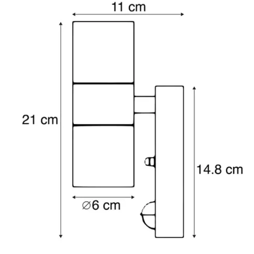 QAZQA Buitenwandlamp antraciet 2-lichts IP44 met bewegingssensor - Duo