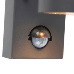 QAZQA Buitenwandlamp antraciet 2-lichts IP44 met bewegingssensor - Duo