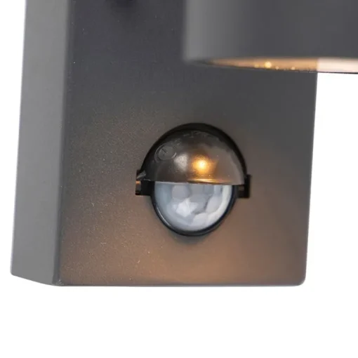 QAZQA Buitenwandlamp antraciet 2-lichts IP44 met bewegingssensor - Duo
