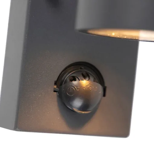 QAZQA Buitenwandlamp antraciet 2-lichts IP44 met bewegingssensor - Duo