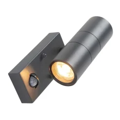 QAZQA Buitenwandlamp antraciet 2-lichts IP44 met bewegingssensor - Duo