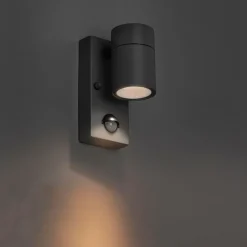 QAZQA Buitenwandlamp antraciet IP44 met bewegingssensor - Solo