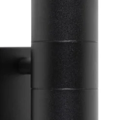 QAZQA Buitenwandlamp zwart 2-lichts met bewegingssensor IP44 - Duo