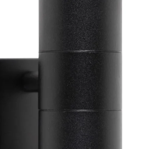 QAZQA Buitenwandlamp zwart 2-lichts met bewegingssensor IP44 - Duo