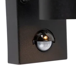 QAZQA Buitenwandlamp zwart 2-lichts met bewegingssensor IP44 - Duo