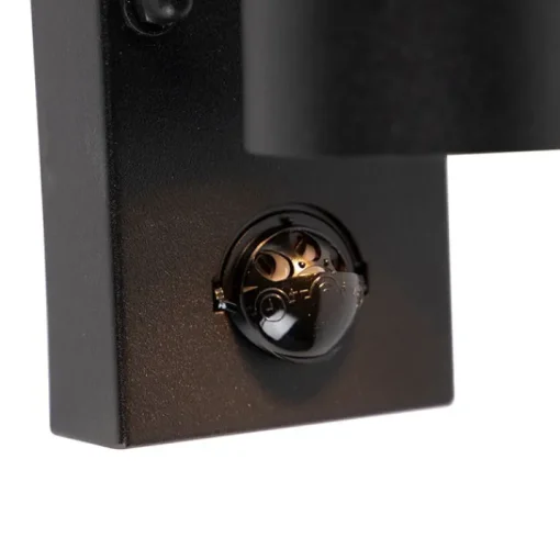 QAZQA Buitenwandlamp zwart 2-lichts met bewegingssensor IP44 - Duo