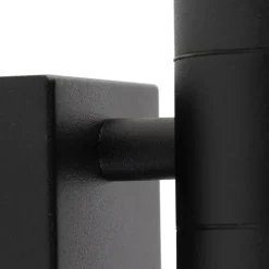 QAZQA Buitenwandlamp zwart 2-lichts met bewegingssensor IP44 - Duo