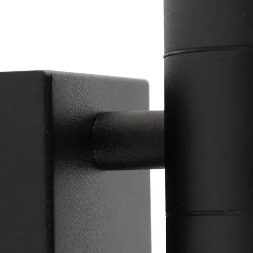 QAZQA Buitenwandlamp zwart 2-lichts met bewegingssensor IP44 - Duo