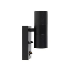 QAZQA Buitenwandlamp zwart 2-lichts met bewegingssensor IP44 - Duo