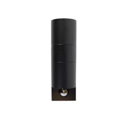 QAZQA Buitenwandlamp zwart 2-lichts met bewegingssensor IP44 - Duo