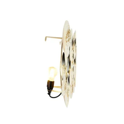 QAZQA Decorateive oosterse wandlamp goud met wit 2-lichts - Hikina