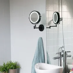 QAZQA Design badkamerspiegel zwart incl. LED verstelbaar IP44 - Vicino