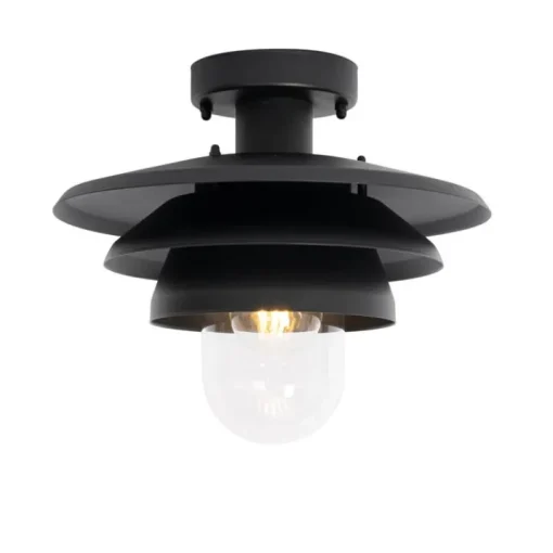 QAZQA Design buiten plafondlamp zwart IP44 - Morty