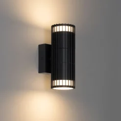 QAZQA Design buiten wandlamp zwart 2-lichts IP44 - Boris