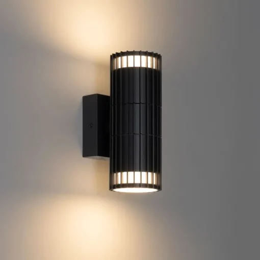 QAZQA Design buiten wandlamp zwart 2-lichts IP44 - Boris