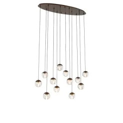 QAZQA Design hanglamp donker brons met helder glas 12-lichts - Inge
