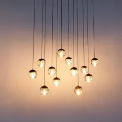 QAZQA Design hanglamp donker brons met helder glas 12-lichts - Inge