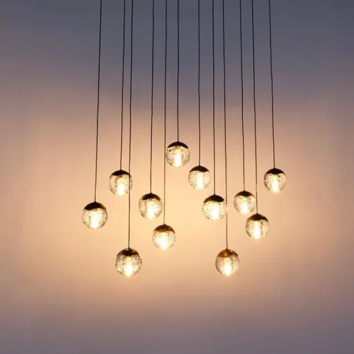 QAZQA Design hanglamp donker brons met helder glas 12-lichts - Inge