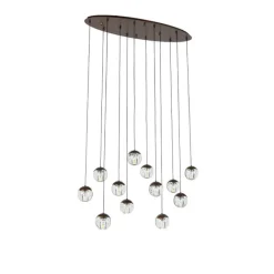 QAZQA Design hanglamp donker brons met helder glas 12-lichts - Inge