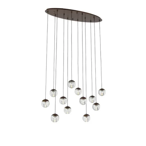 QAZQA Design hanglamp donker brons met helder glas 12-lichts - Inge