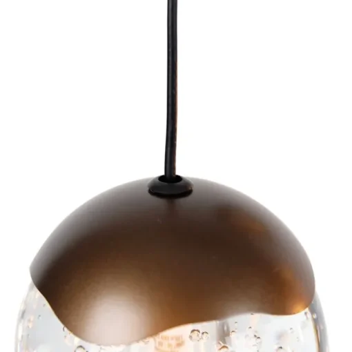 QAZQA Design hanglamp donker brons met helder glas 12-lichts - Inge