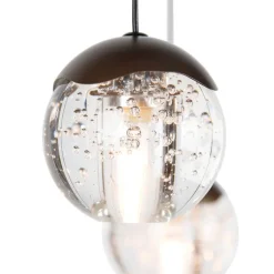 QAZQA Design hanglamp donker brons met helder glas 12-lichts - Inge