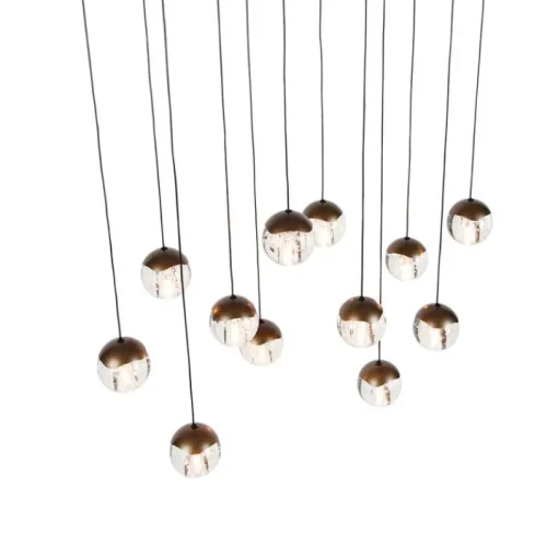 QAZQA Design hanglamp donker brons met helder glas 12-lichts - Inge