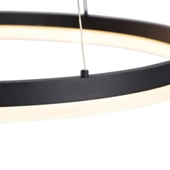 QAZQA Design hanglamp zwart 60 cm incl. LED 3-staps dimbaar - Anello