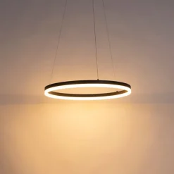 QAZQA Design hanglamp zwart 60 cm incl. LED 3-staps dimbaar - Anello