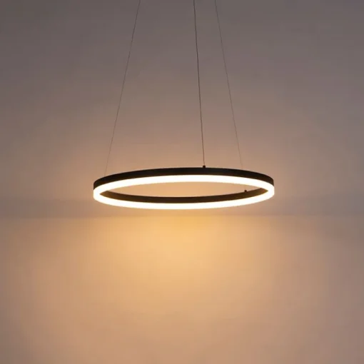QAZQA Design hanglamp zwart 60 cm incl. LED 3-staps dimbaar - Anello