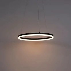 QAZQA Design hanglamp zwart 60 cm incl. LED 3-staps dimbaar - Anello